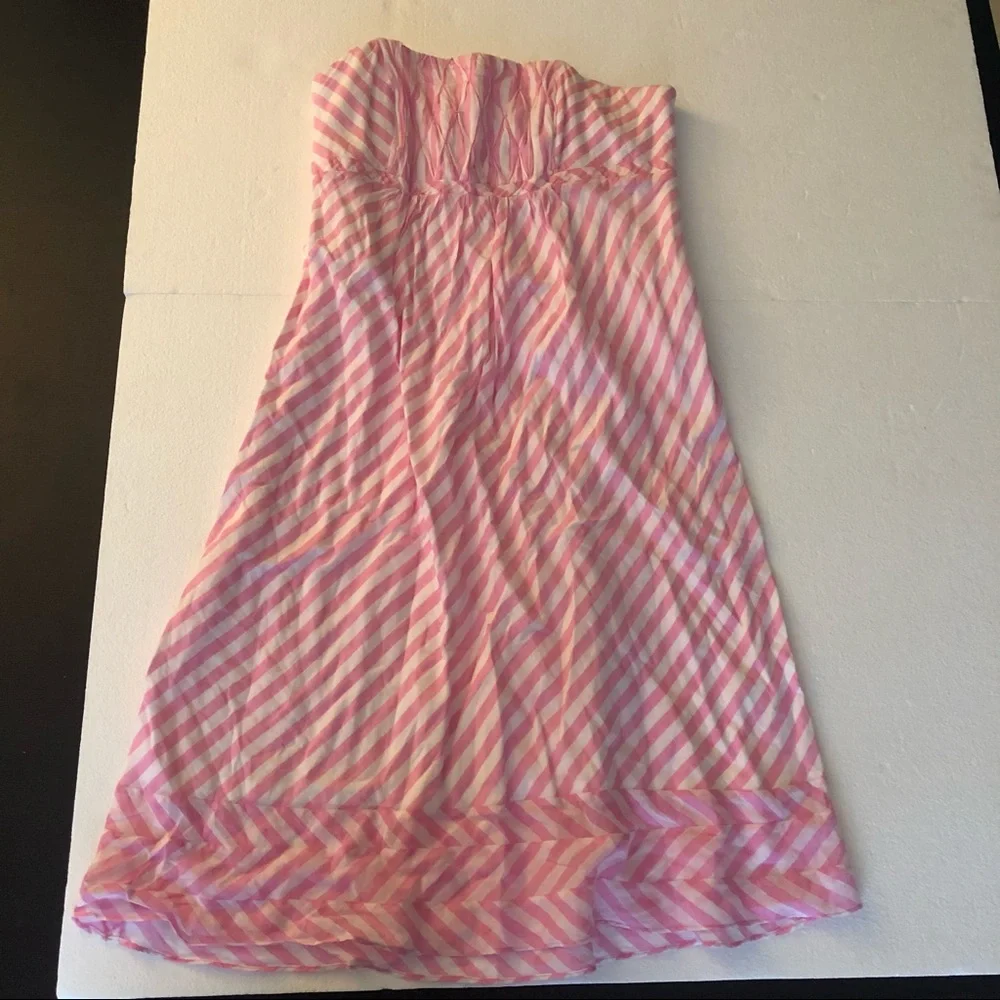 Lilly Pulitzer white pink striped strapless dress - Picture 2 of 9